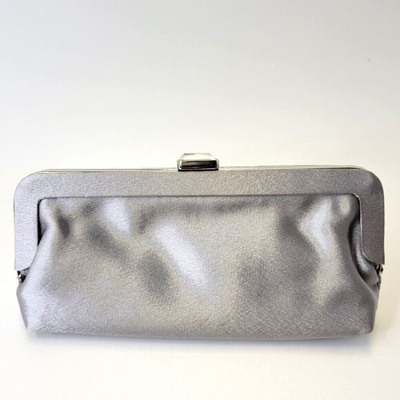 Silver Ruched Clutch Wedding Purse Silvery Evening Purse - Picture 2 of 11
